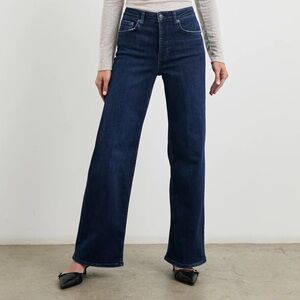 High Rise Wide Leg Dark Blue Jeans